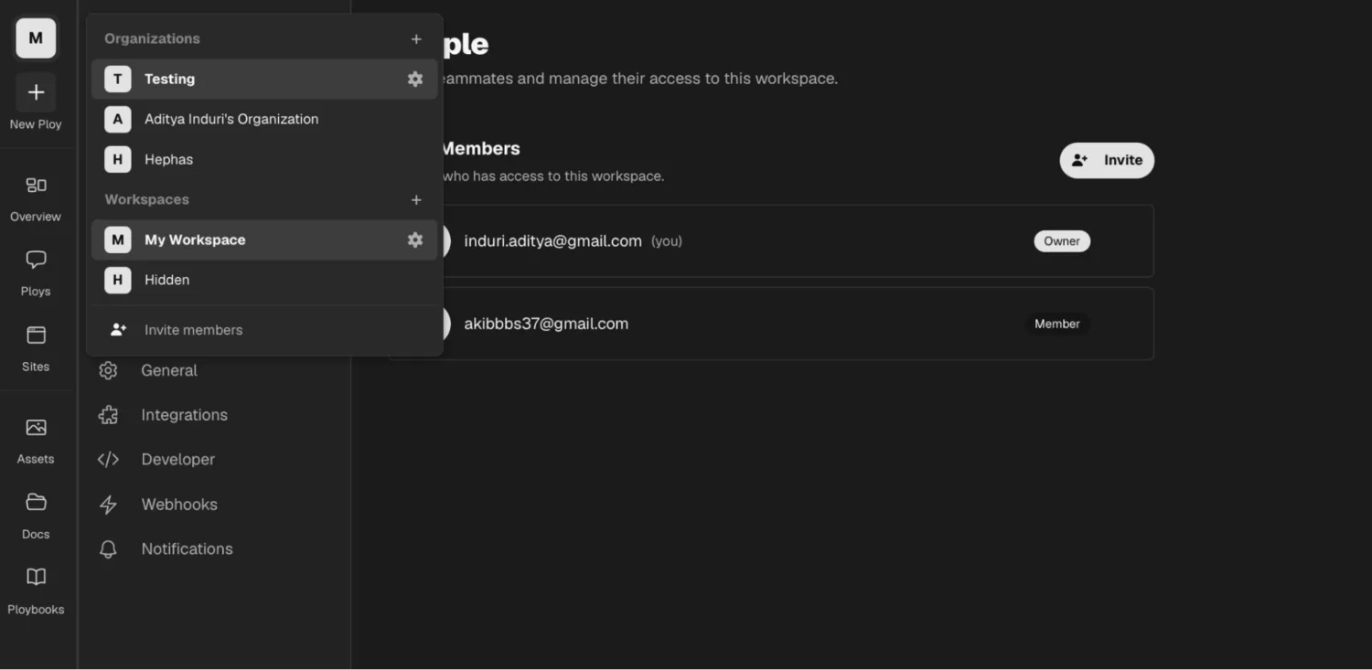 Members managed at org level not workspace