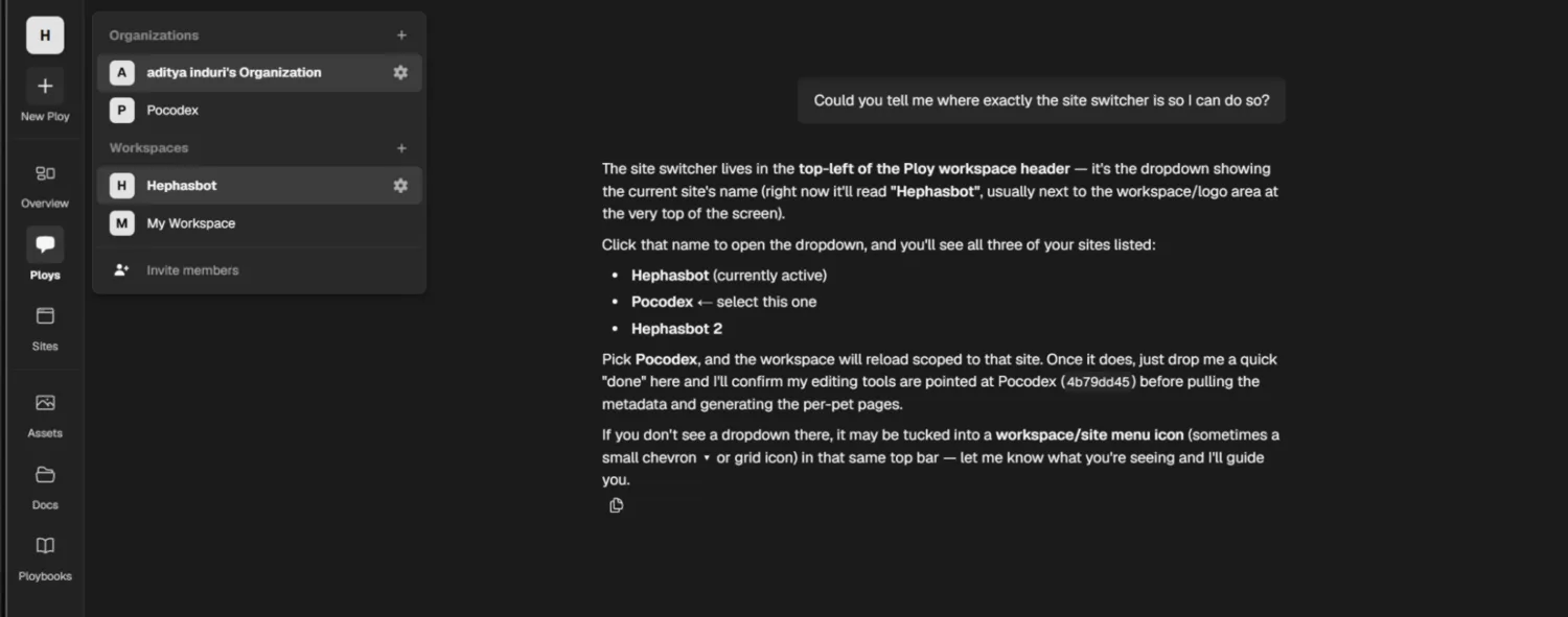 Multiple sites in one workspace confusion